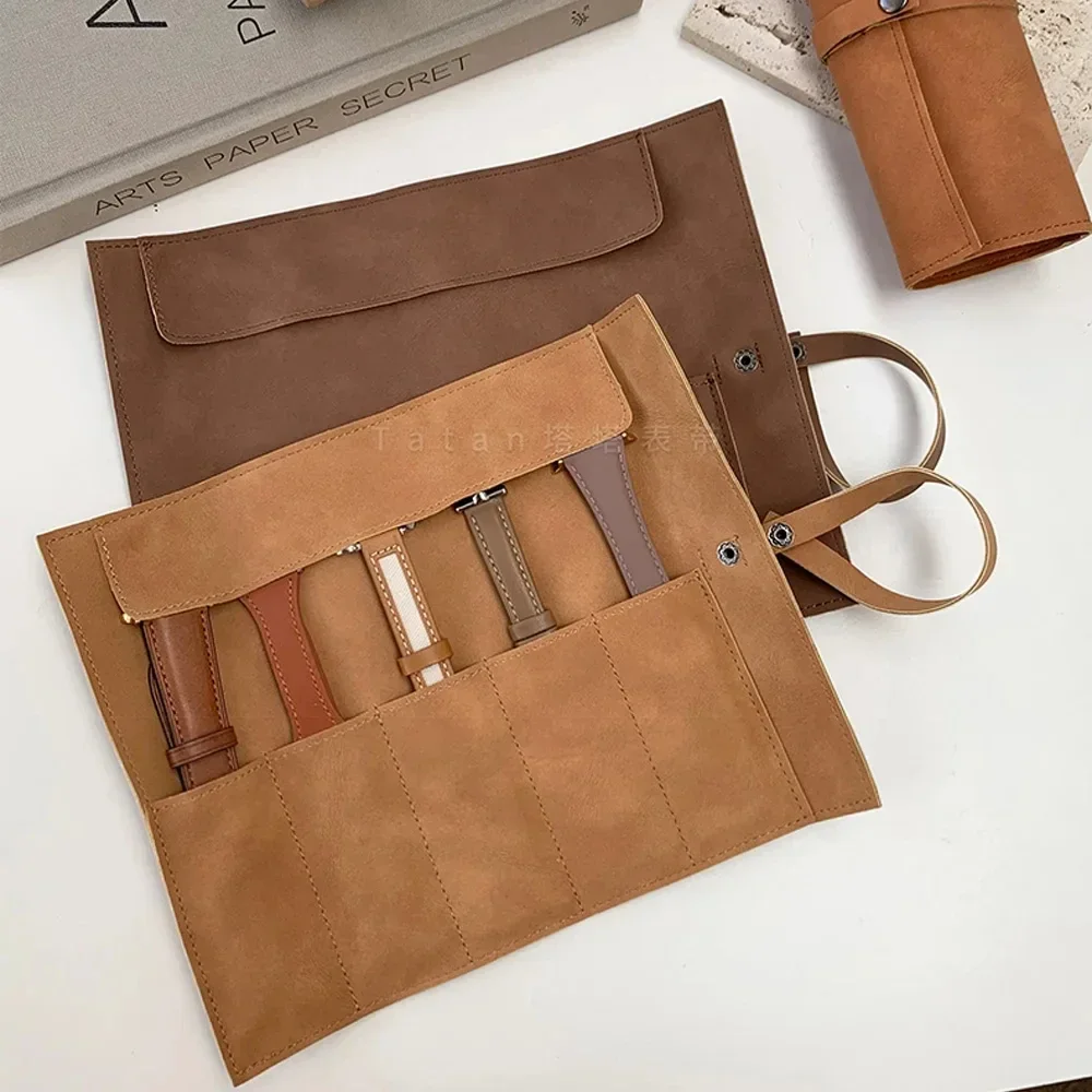 Neuer Uhrenarmband-Rollen-Organizer mit 5 Fächern, Aufbewahrungsbox, einfache Aufbewahrung von Watchlover, Vollnarbenleder, handgefertigte Reiseetui