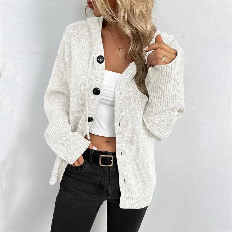 New Hooded Sweatshirt Long Sleeve Knitted Top Cardigan Jacket Sweaters Cardigans Sweaters Coats With Hat