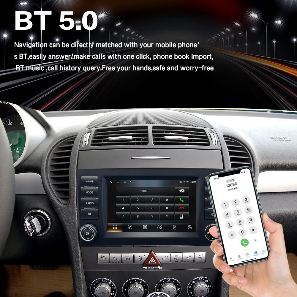 LELV Car Radio for Benz SLK 2004-2010 Multimedia Player CarPlay Android Auto IPS Screen GPS Bluetooth WIFI FM RDS 7inch IPS