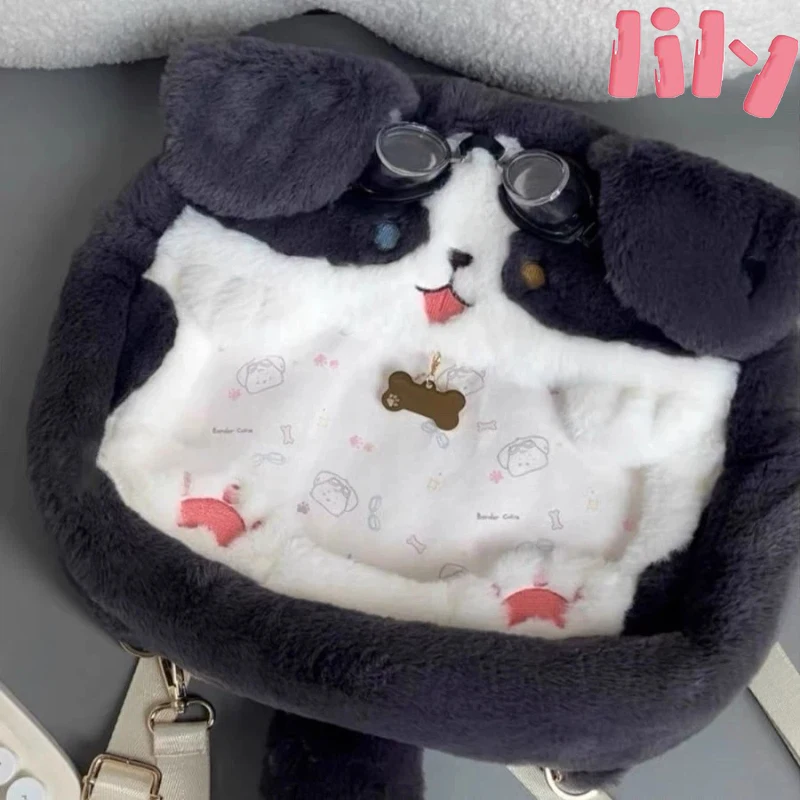 

Новый рюкзак бордер-колли, плюшевый рюкзак с мультяшной собакой, мягкий милый рюкзак на одно плечо, мягкая приятная для кожи ткань для женщин