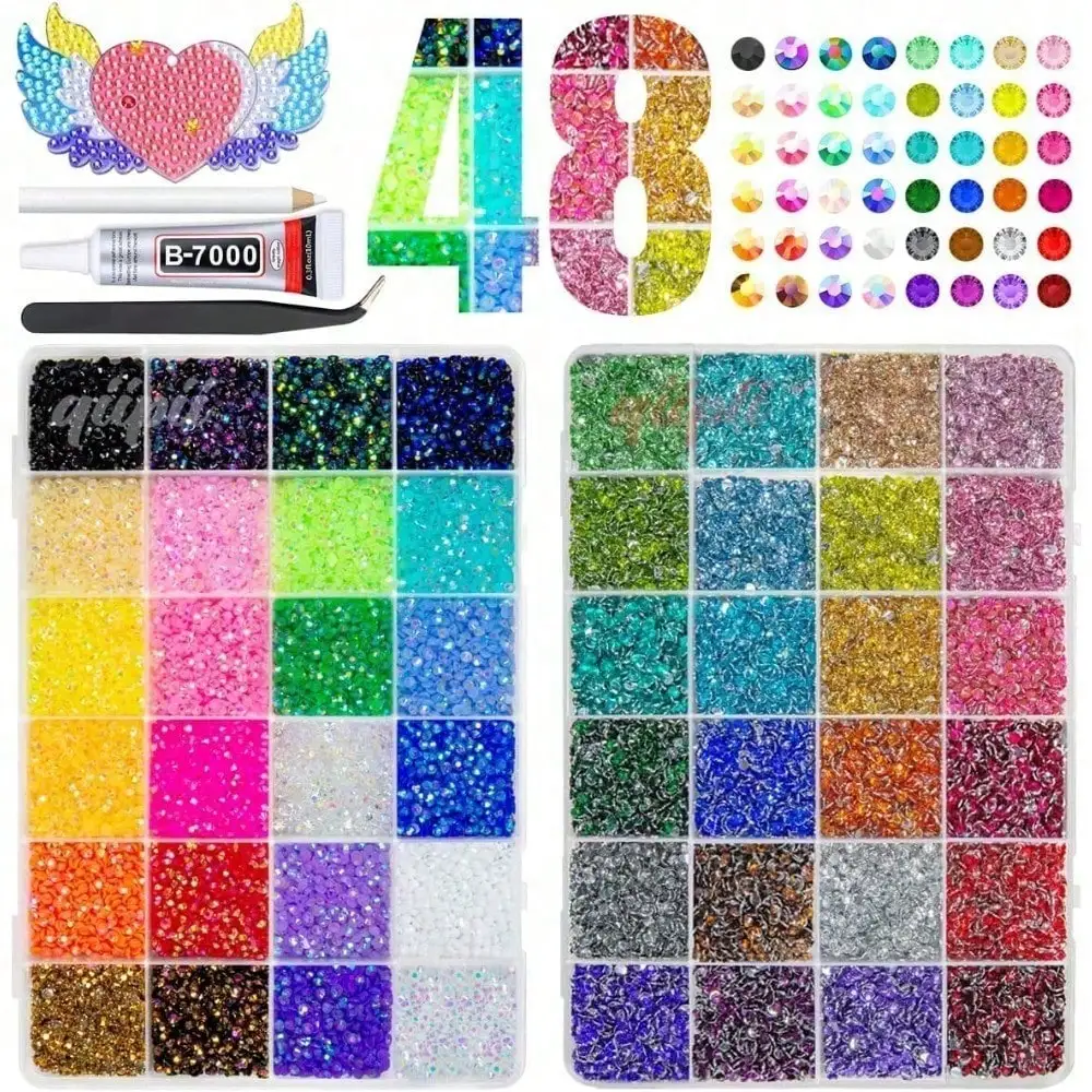 

48pcs 3mm Jelly AB Crystal Resin Rhinestones Flatback Gems For Nail Art Face Makeup Tumblers DIY Craft Decoration