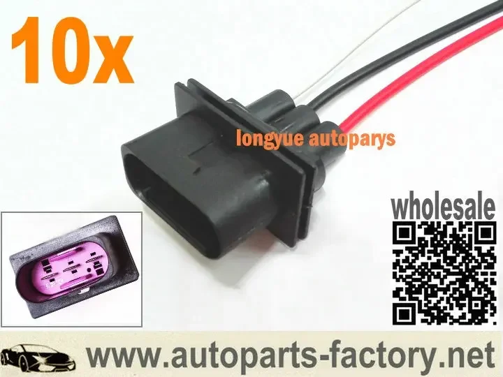 Longyue 10pcs Cooling Fan Connector Wiring Harness 1J0 906 443 for  99 Beetle