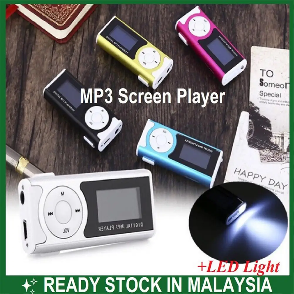 충전식 MP3 LCD 화면 음악 플레이어, 헤드폰 LED 조명 지원, 외부 마이크로 TF SS 카드