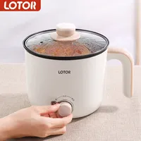 LOTOR 220V 1.3L Multifunction Electric Multi Cooker Ceramic Glaze Non-stick Pot Dormitory Household Smart Electric Cooking Pot