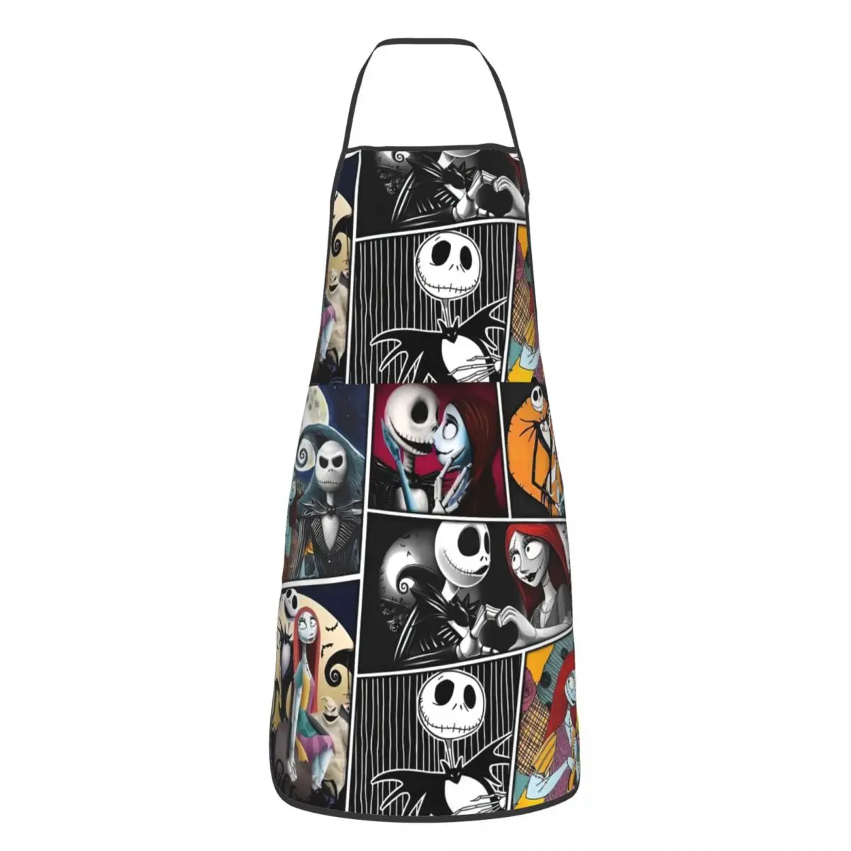 Custom Funny Halloween Jack Skellington Collage Bib Aprons Men Women Kitchen Chef Tablier Cuisine for Cooking Baking Gardening