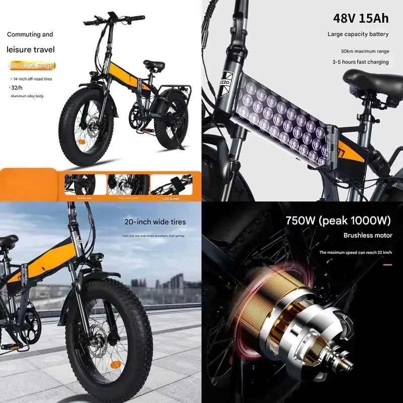 2026 Lightweight Foldable Electric Bike with 48V 750W 15AH Lithium Battery and Unisex Design for Adult Travel