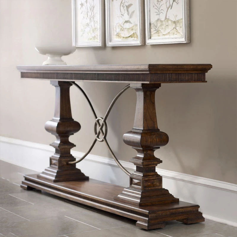 American solid wood entrance table French creative retro entrance table light luxury meal side table sofa back few decorative ta