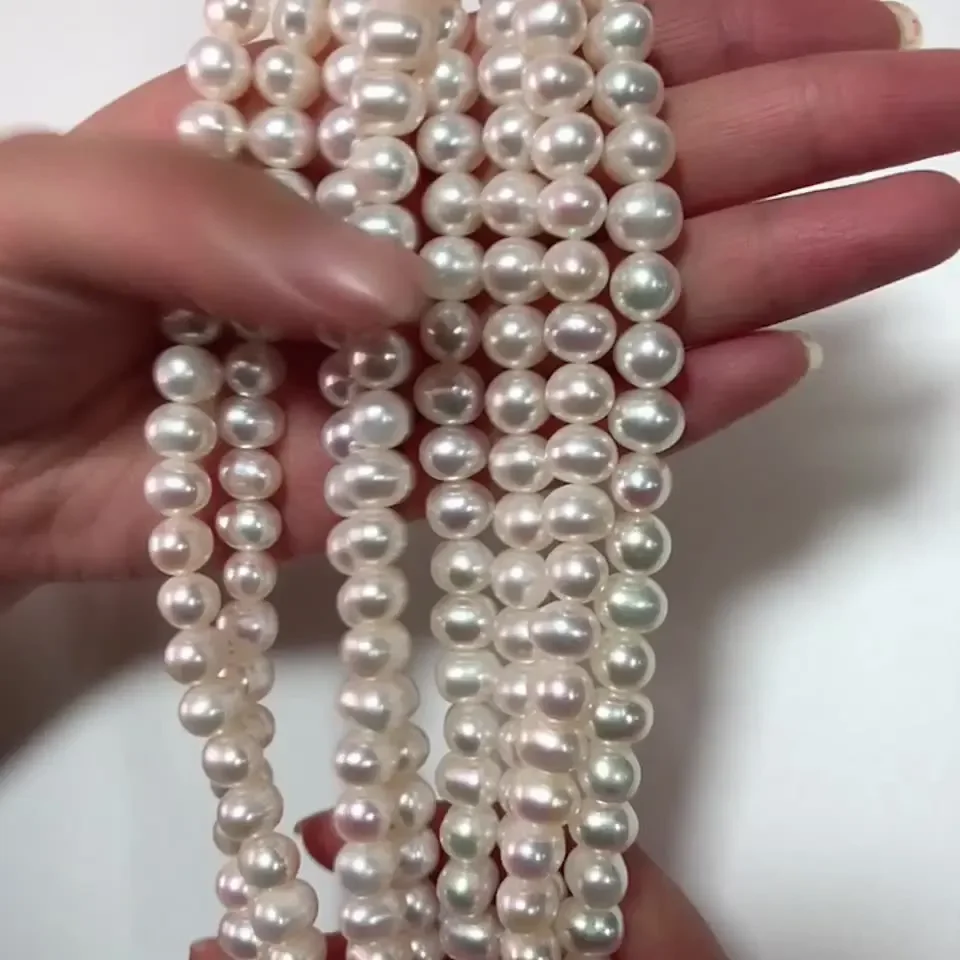 

7.5-8mm AAA White Near Round Pearl Wholesale Natural Freshwater Pearl String