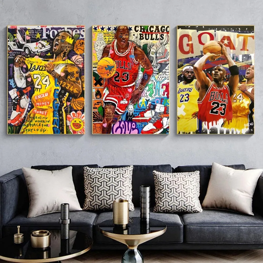 Famous Basketball Player Celebrities Kobe Bean Bryant King James Poster Wall Sticker Bedroom Modern Art Indoor Hanging Painting