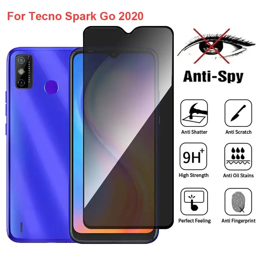 

Go 2020 KE5S Anti Spy Privacy Tempered Glass Screen Protector Compatible For Tecno Spark Go2020 Phone Film