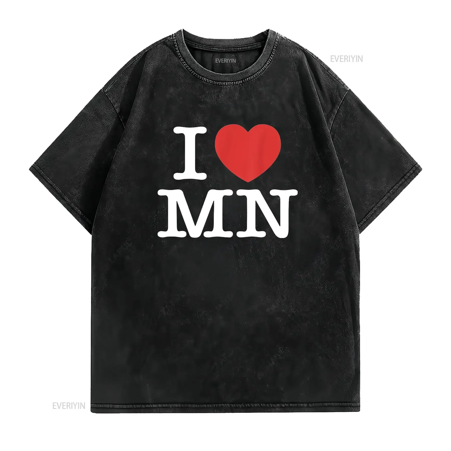 I Heart Mn Love Minnesota Women s Casual  Top with Artistic Print vintage Washed fashion Slightly Comfortable Soft graphic