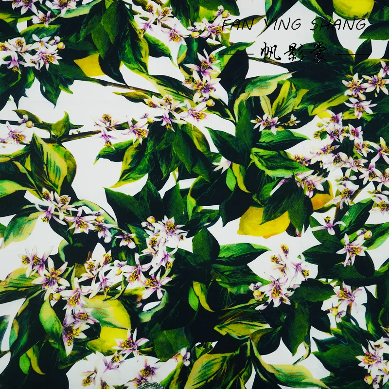 2025 زهرة الليمون الرقمية 100% نسيج القطن لفستان Telas Para Costura Tissus Couture ткан القماش الخياطة الاشياء Tecido #1