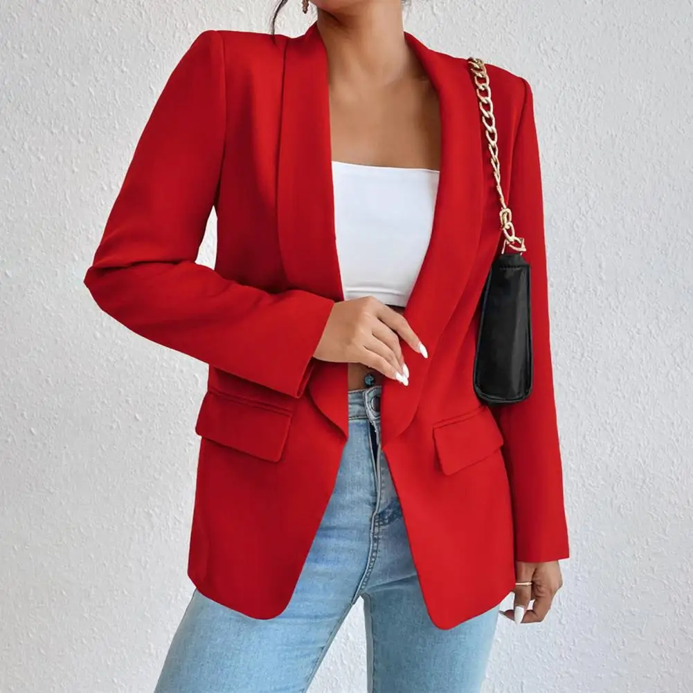 Veste trempée à patte de boutonnage pour femme, manteau élégant à revers, vêtements d'extérieur d'affaires à devant ouvert, document solide pour le travail