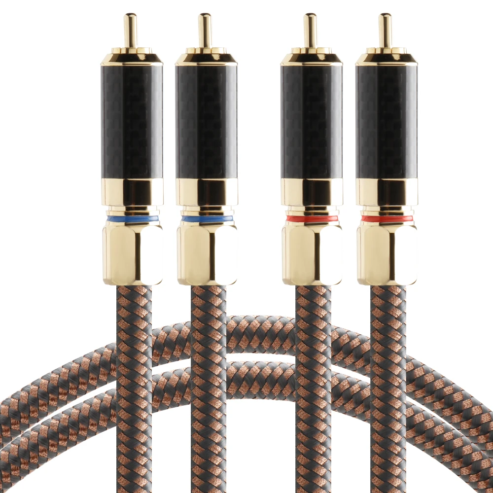 アキュフェーズ 40 周年記念 OCC 銅 RCA ケーブル - カーボンファイバー金メッキプラグ Hi-Fi オーディオ相互接続、アンプ/DAC/TV 用