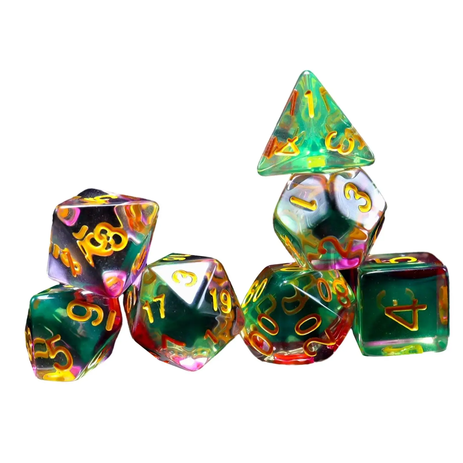 7Pcs Polyhedral Dices Set, Game Dices, Party Favors, Acrylic Dices, D4~D20, Entertainment Toy, Playing Dices for Board Game