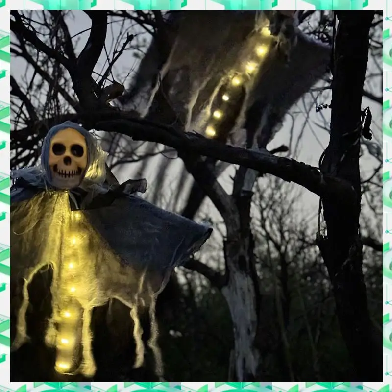 

FIZP Halloween Hanging Ghost Funny Garden Decoration Lights Outdoor Scene Layout Ghost Skull