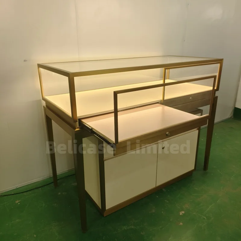 (Customized) custom made fashion glass jewellery cabinets jewelry display counter design luxury jewelry shop furniture show