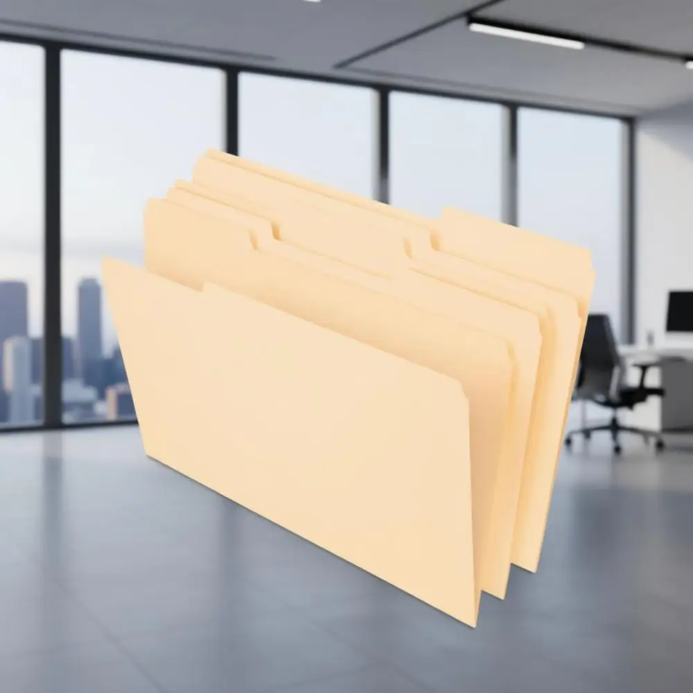 

Папки-регистраторы формата Legal (1/3 сложения), с вырезами для этикеток, для бумаг формата Letter, с центральным и правым расположением, удобные для маркировки, 100 штук в упаковке