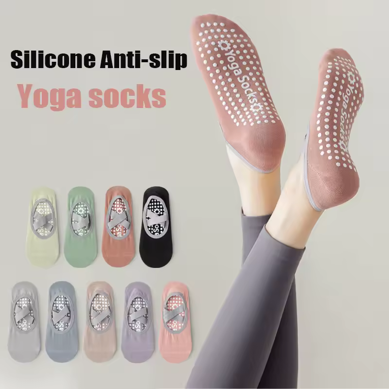 전문 여성 요가 양말 실리콘 미끄럼 방지 발레 필라테스 양말 여성 등받이 통기성 붕대 댄스 스포츠 양말