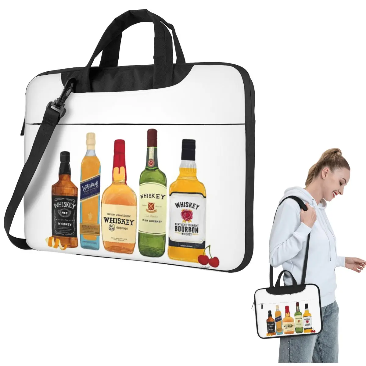 

Бутылки виски с иллюстрацией, сумка для ноутбука через плечо, сумка для компьютера, устойчивая защитная сумка для ноутбука для Macbook Pro