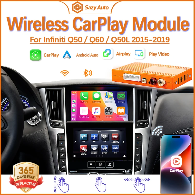 Wireless CarPlay Android Auto For Infiniti Q50/Q60/Q50L/QX50 2015-2019 Ai Box Upgrade Retrofit Multimedia Navigation Rear Camera