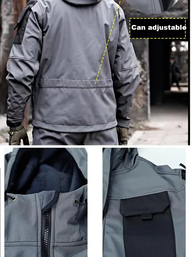 Men Winter Fleece Army Military Tactical Waterproof Softshell Jackets Coat Combat Pants Fishing Hiking Camping Climbing Trousers