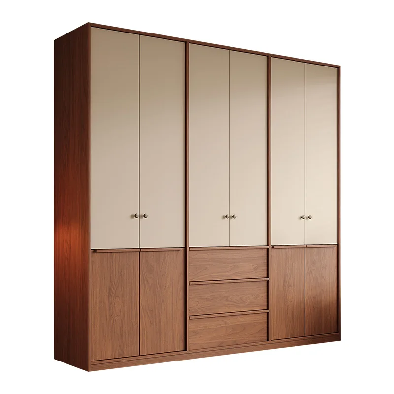 Song-style aesthetics new Chinese simple wardrobe, bedroom home segmented FAS-grade oak wardrobe