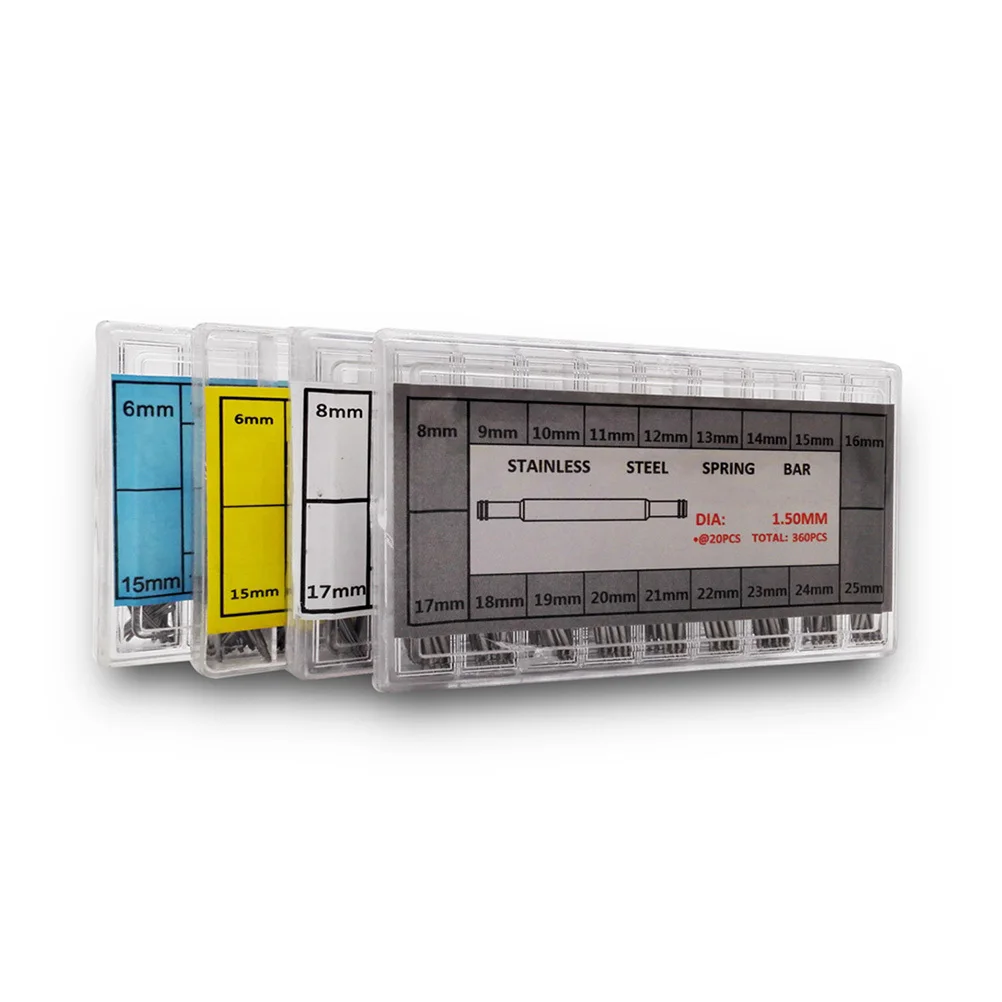 

360Pcs Watch Band Spring Bars Stainless Steel Double Flange 6-23mm Metal Link Strap Repair Remover Tool Set Spring Bar