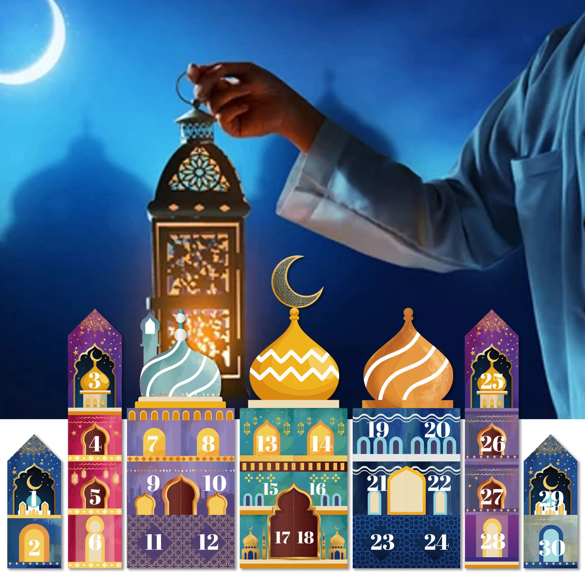 Ramadan Decorations 30 Days DIY Eid Mubarak Countdown Calendar Advent Ramadan Gift Box Ramadan Mubarak Cardboard Number Box