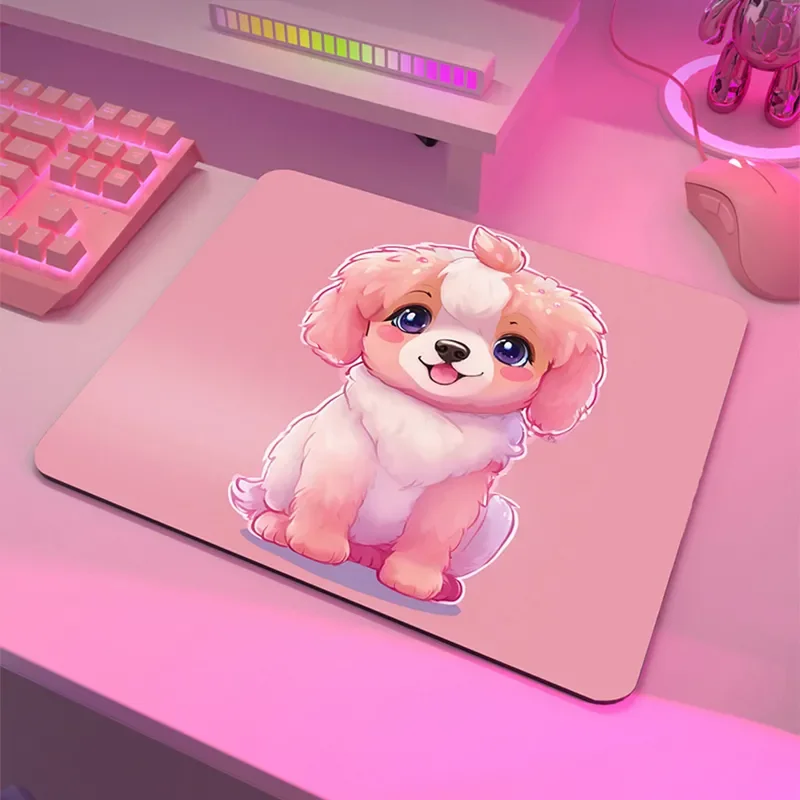 

Cute Pink Puppy Glass Mousepad Sora Game Mouse Pad Customized Pattern Tempered Smooth Gaming Desk Mat Fps Esports Office Gaming