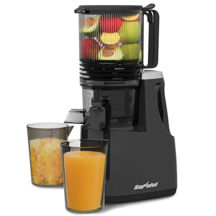 

Соковыжималка холодного отжима 250 Вт, медленная шнековая соковыжималка с широким загрузочным отверстием 5,9 дюйма для целых фруктов и овощей, легко моется, двухслойная конструкция.