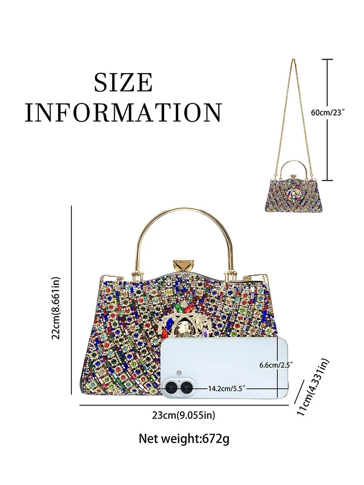 Women's Luxury Shiny Crystal Inlaid Diamond Evening Bag 2025 High-quality Wedding Party Tote Atmospheric Square Bag Shoulder Bag