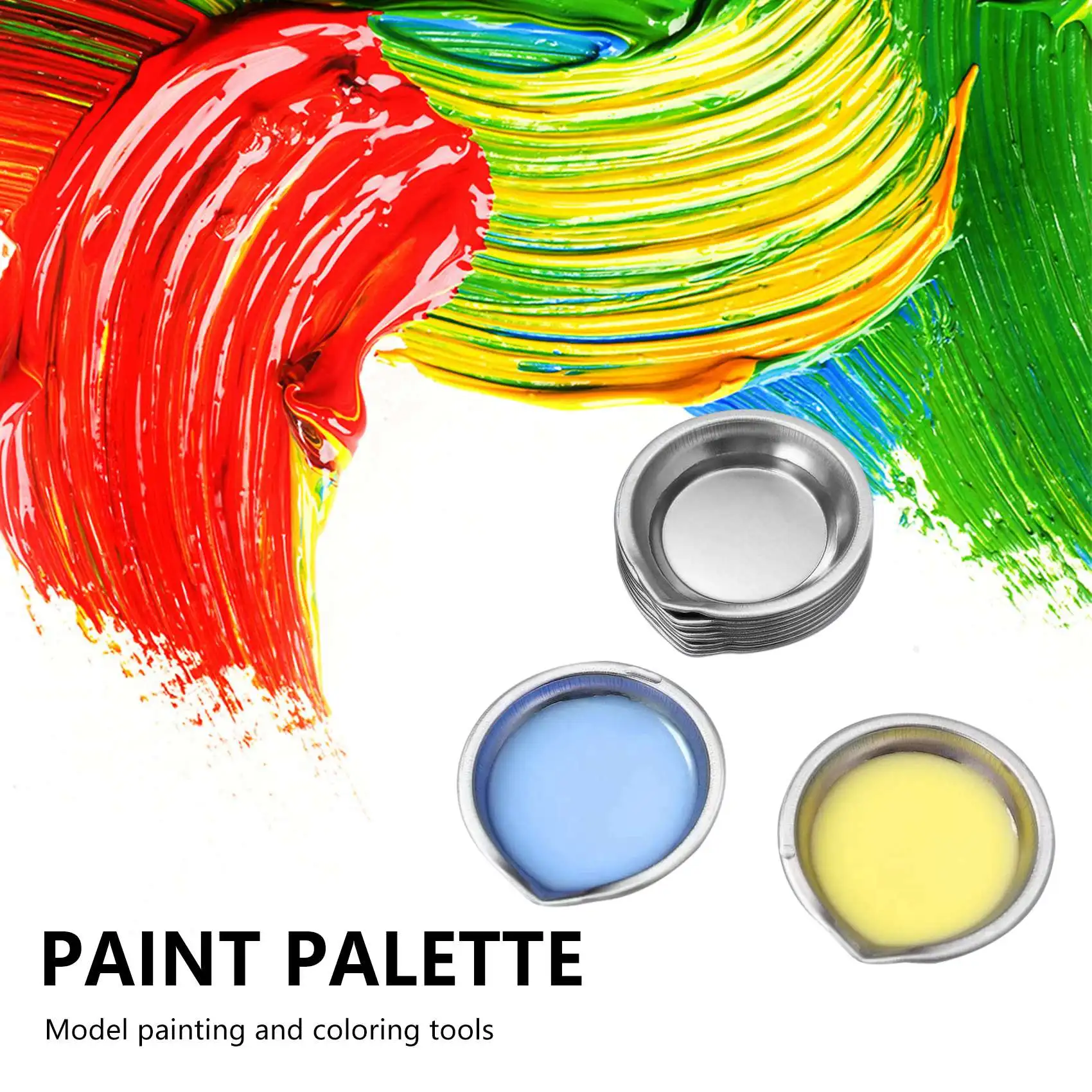 

12 шт., палитра для макияжа, маленький круглый лоток для краски из нержавеющей стали, лоток для палитры для смешивания акварельных красок для художника