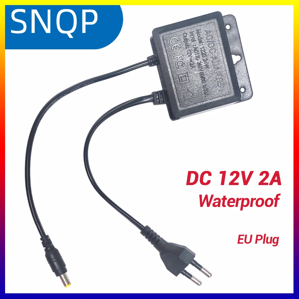 DC12V 2A Waterproof EU Plug Power Adapter For Security Surveillance CCTV Camera Charger NVR DVR Input AC100V-240V 5.5*2.1mm