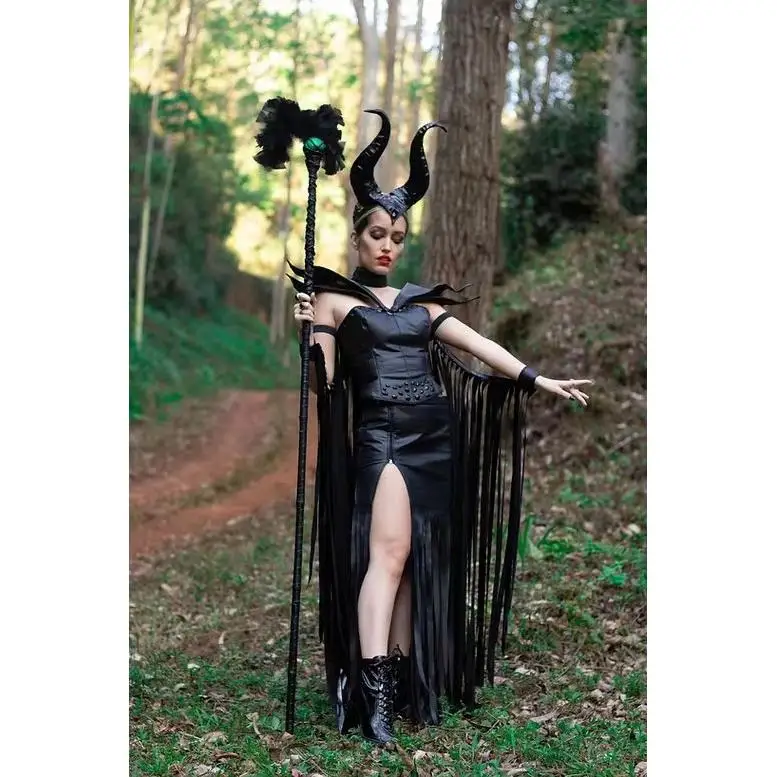

Хэллоуин Косплей Bla Forest S Злая Ведьма Дьявол Рога Король Демонов Представление Dr Tassel Dr Женский Костюм