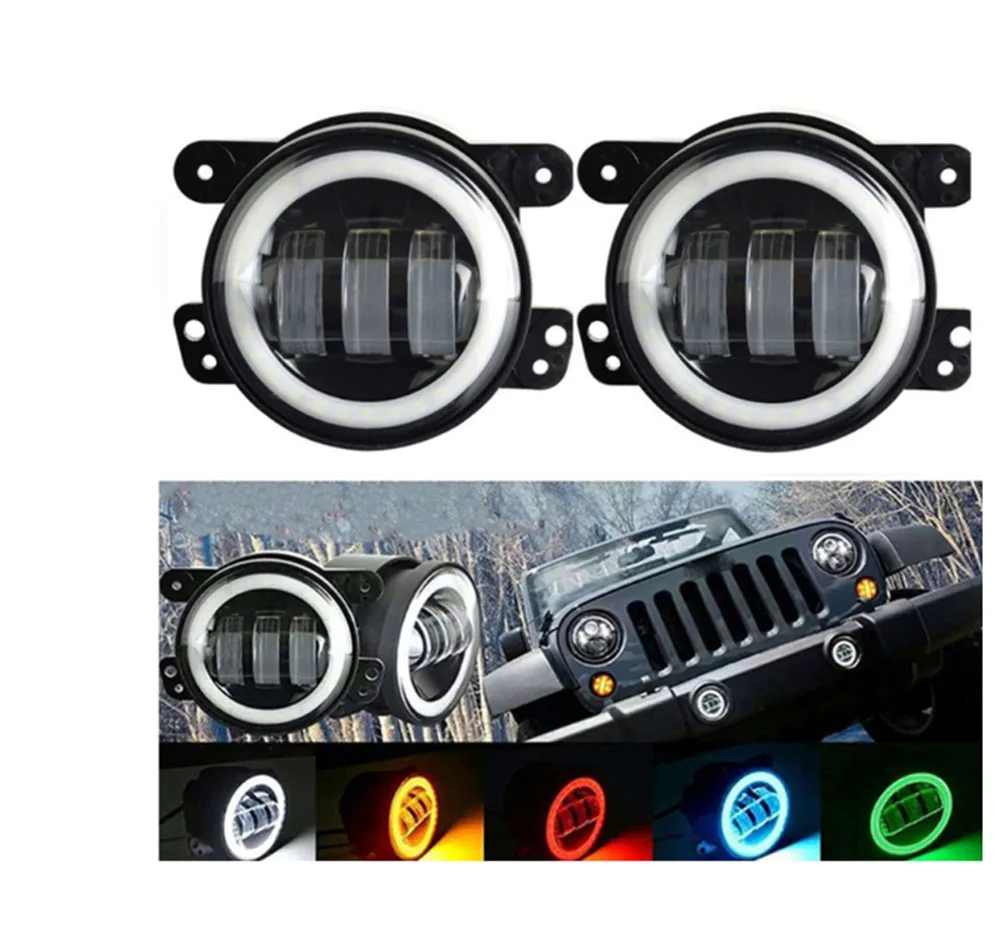 

2pcs 4 Inch Led Car FogLights Daytime Running Light White and RGB DRL Turn Driving Fog Lamp for Jeep Wranglers JL JK Cherokee Xj
