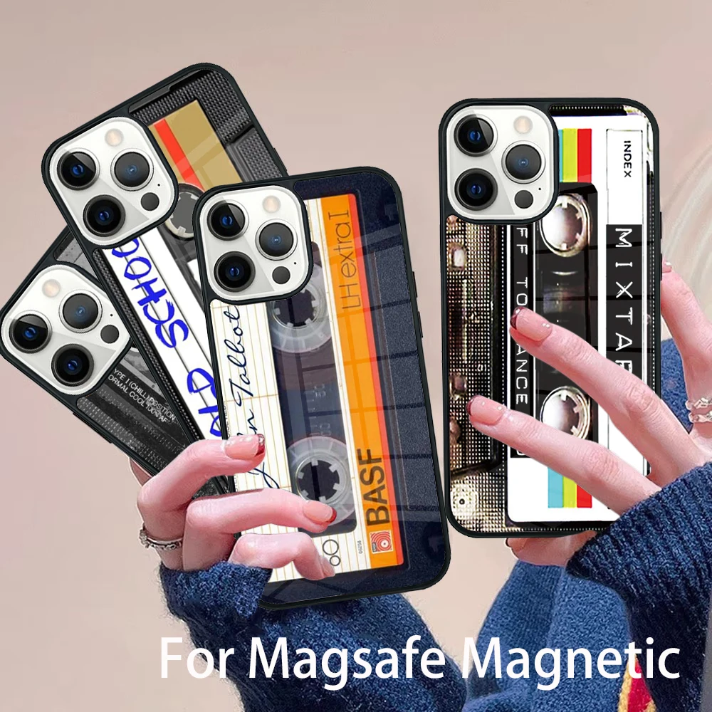 

Grunge Cassette Tape Phone Case Magesafe Magnetic Wireless Charge Cover For IPhone 16 11 12 13 14 15 Pro Max Plus Mini