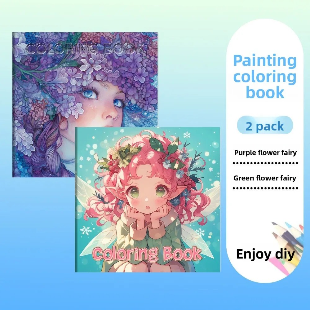 Flower Fairy Theme Coloring Book Creative DIY Graffiti Stress Relief Enhance Focus With Colored Pencils Drawing Notebook