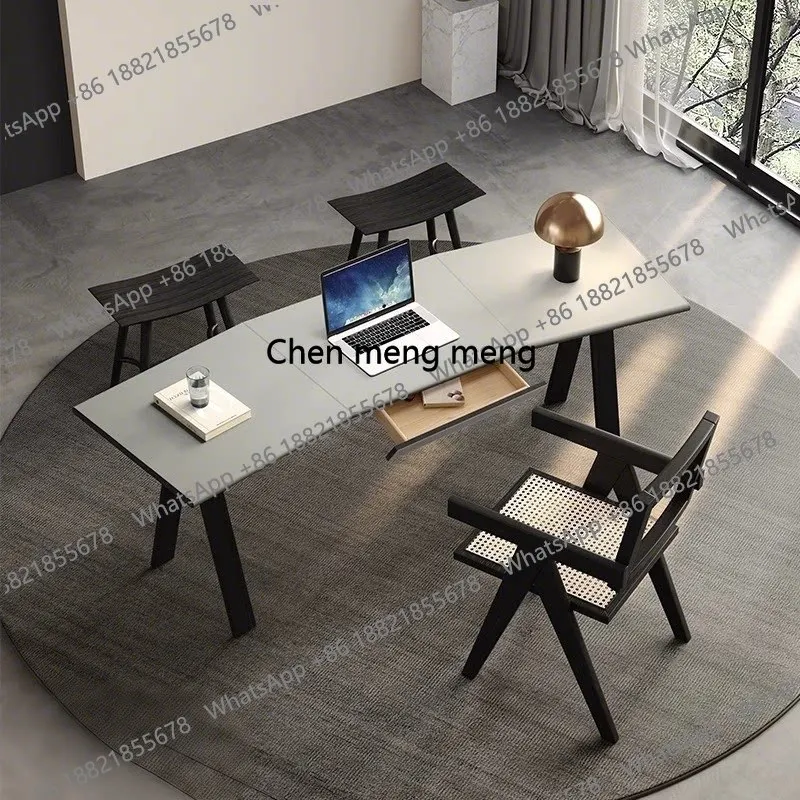 

Итальянский минималистичный стол из массива дерева, изогнутый стол из орехового дерева, домашний компьютерный стол.