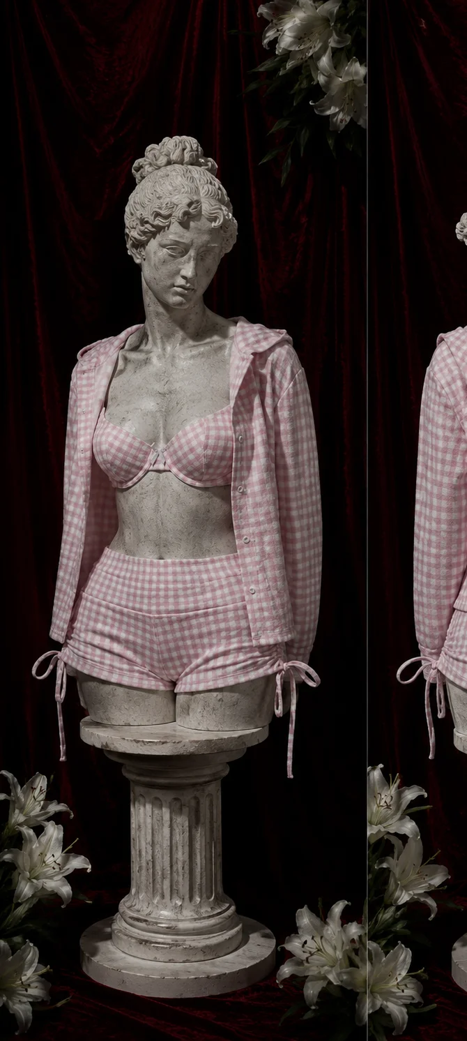 【 Fragments.SPECIAL LINK:THE MASCOT'SLITTLE GIFT】Coquette Pink Plaid Three-Piece Lounge Set