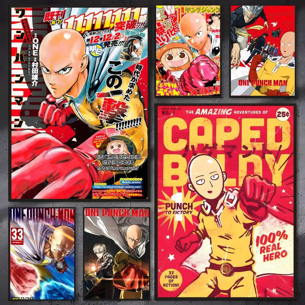 Anime One-Punch Man Poster Self-adhesive Waterproof Paper Sticker Coffee House Bar Room Wall Decor