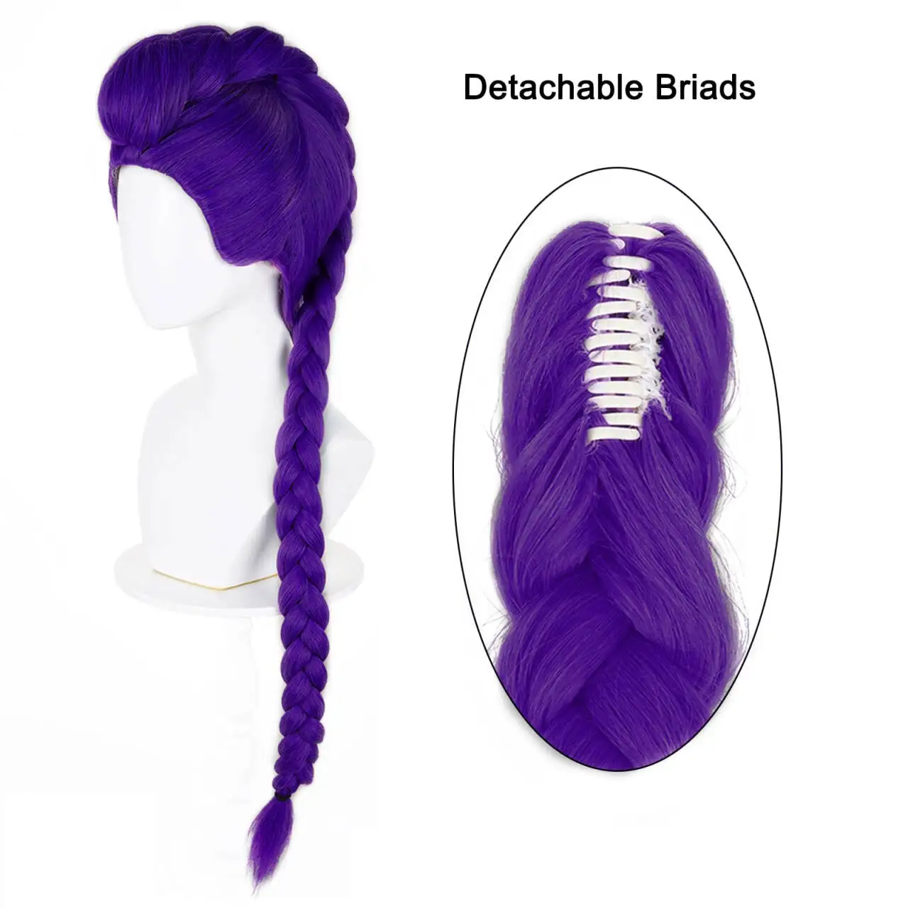 Top Choice for Queue Performances Purple Tiger Clip-On Single Ponytail Synthetic Fiber Braided Wig view 6