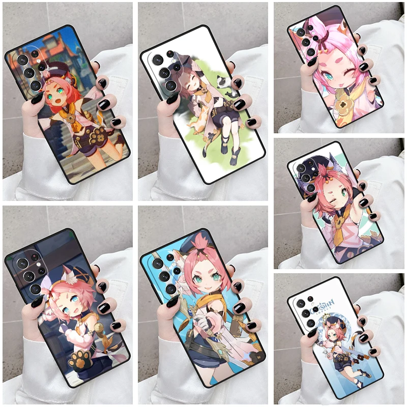 Phone Case For Samsung Galaxy S24 S23 S21fe S22 Ultra Plus Note 10 20 S8 S9 S10 Cover Diona Genshin Impact