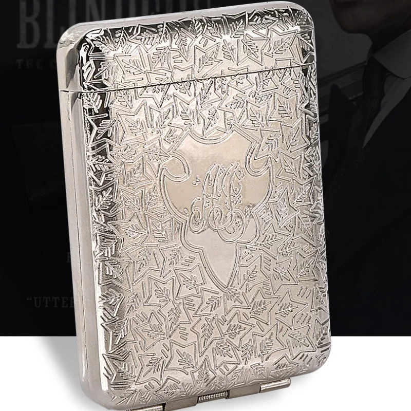 

Classic European Style 16-Cigarette Case Three-opening Alloy Carved Anti-compression Metal Smoking Accessory Gift Idea
