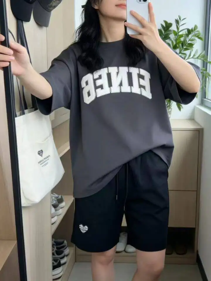 

Корейские спортивные шорты с высокой талией и принтом в виде сердечек, женские летние тонкие повседневные брюки с широкими штанинами, свободные шорты-бермуды