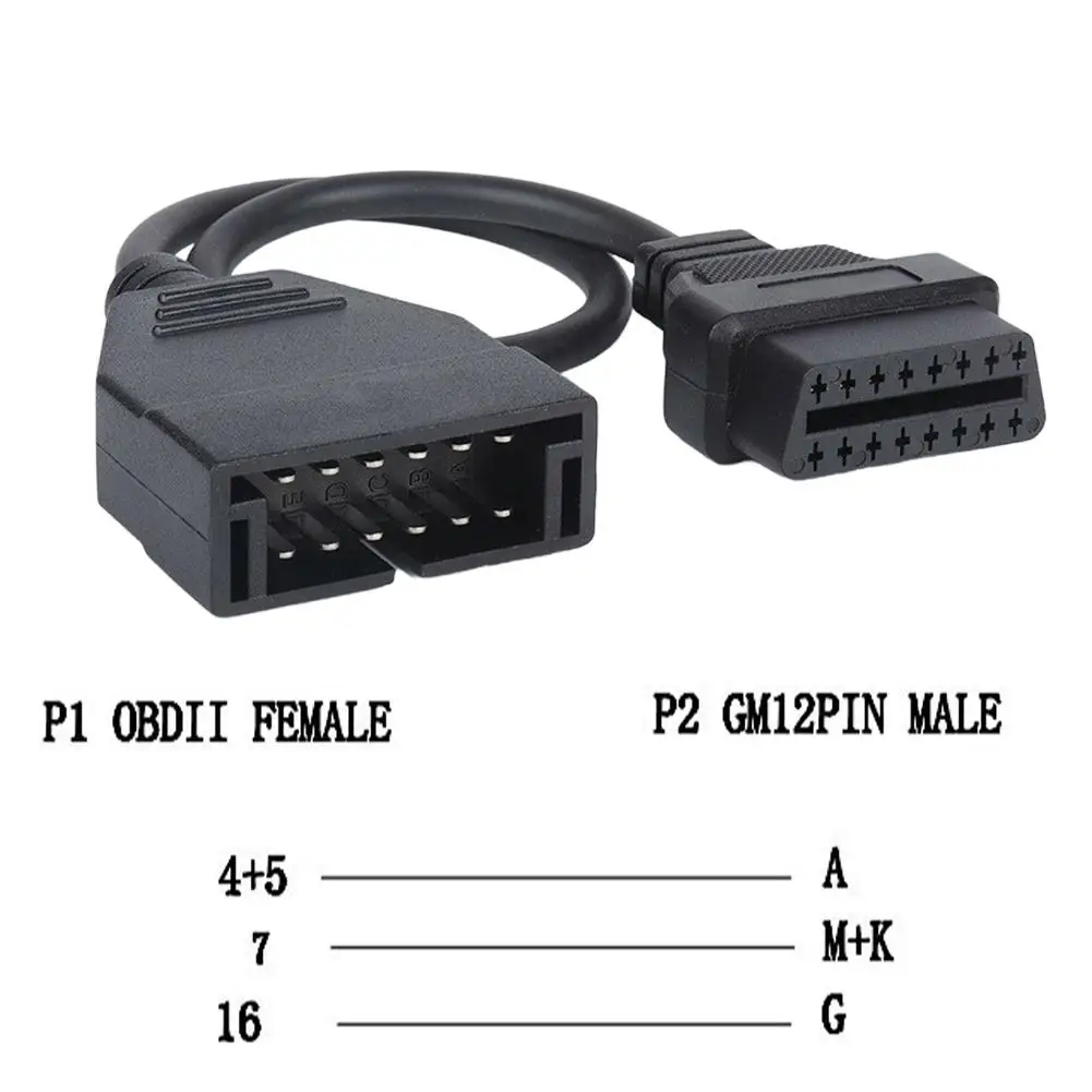 كابل محول Obd1 إلى obd2 GM، قارئ رمز الماسح الضوئي obd1 إلى دبوس استبدال التشخيص التمديد 12 دبوس أداة، 16 موصل O4E8 #4