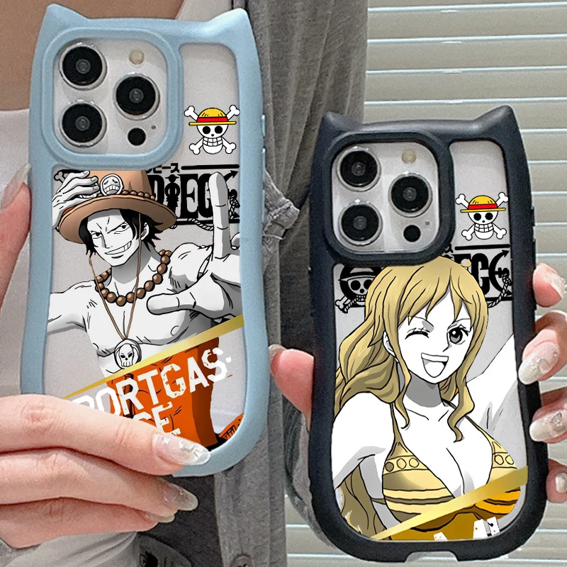 One Piece Nami Usopp Cute For Apple iPhone 15 14 13 12 11 Pro Max Plus Cat Ears Soft Phone Case