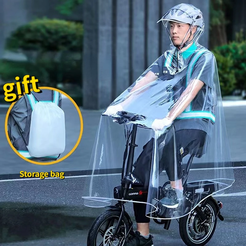 Outdoor Raincoat Hooded Folding Bicycle/electric Scooter Rainproof Waterproof Fishing Mountaineering Large Brim Riding Raincoat