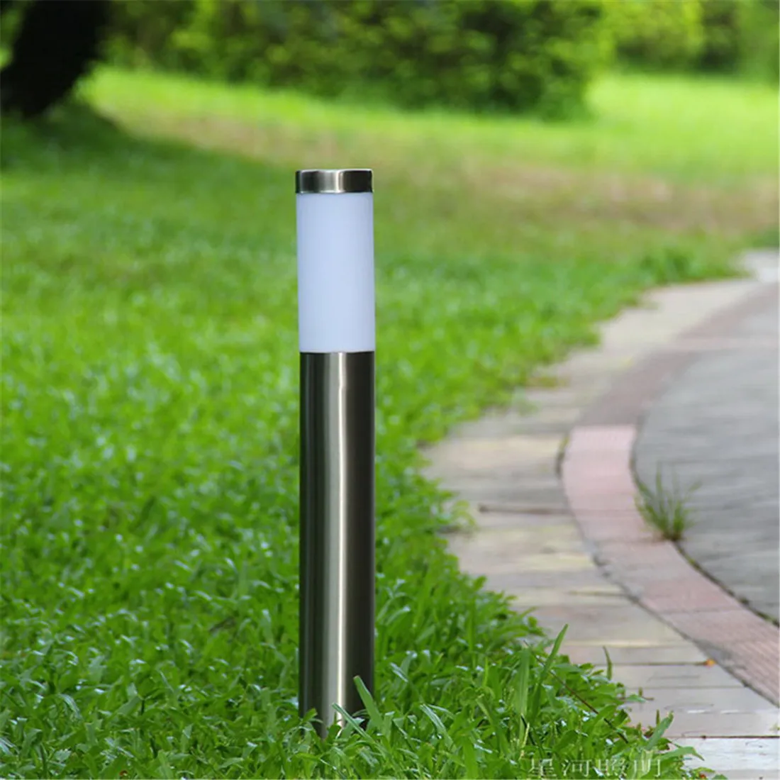 Luz E27 para camino al aire libre, lámpara de césped para Patio, pasarela, decoración de jardín, negro y plateado, 76mm, 114mm