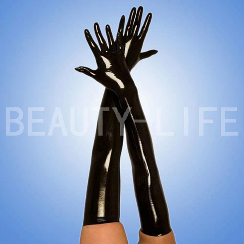 Latex  gloves fetish mittens long to elbow CD cosplay accessory for fashion 2D slim long finger version